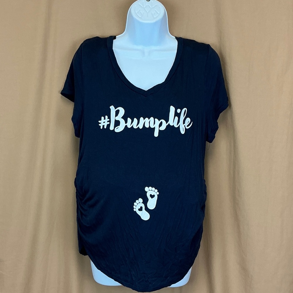 French Pastry Navy Blue Maternity Tee Bump Life Size L